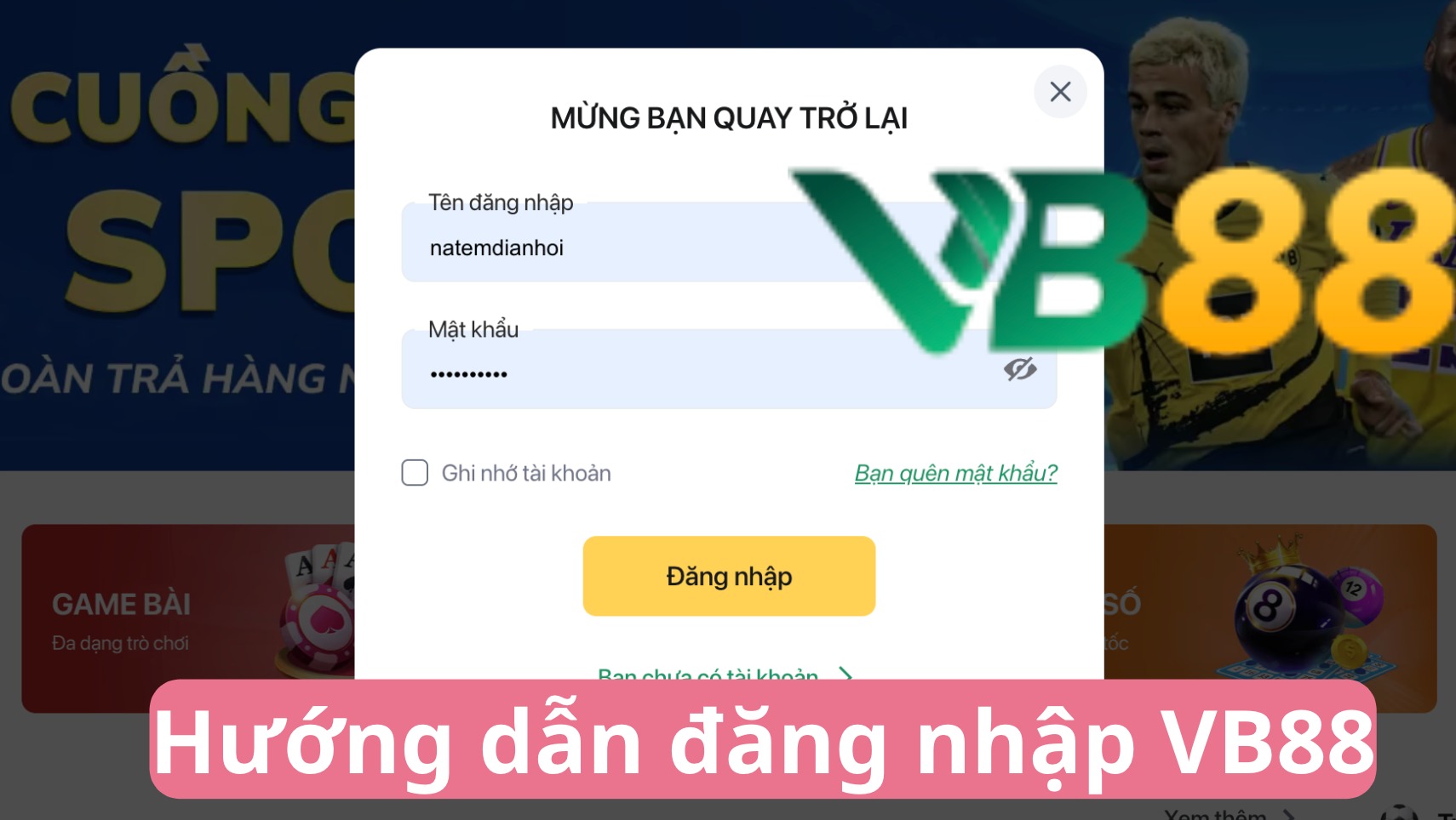 Hướng dẫn cách đăng nhập VB88 chi tiết